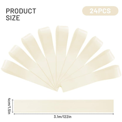 FAKILO 24 Pcs Wedding Bows Decorations Ribbon Satin Bows for Chairs, Wedding Chair Decorations-Ivory White