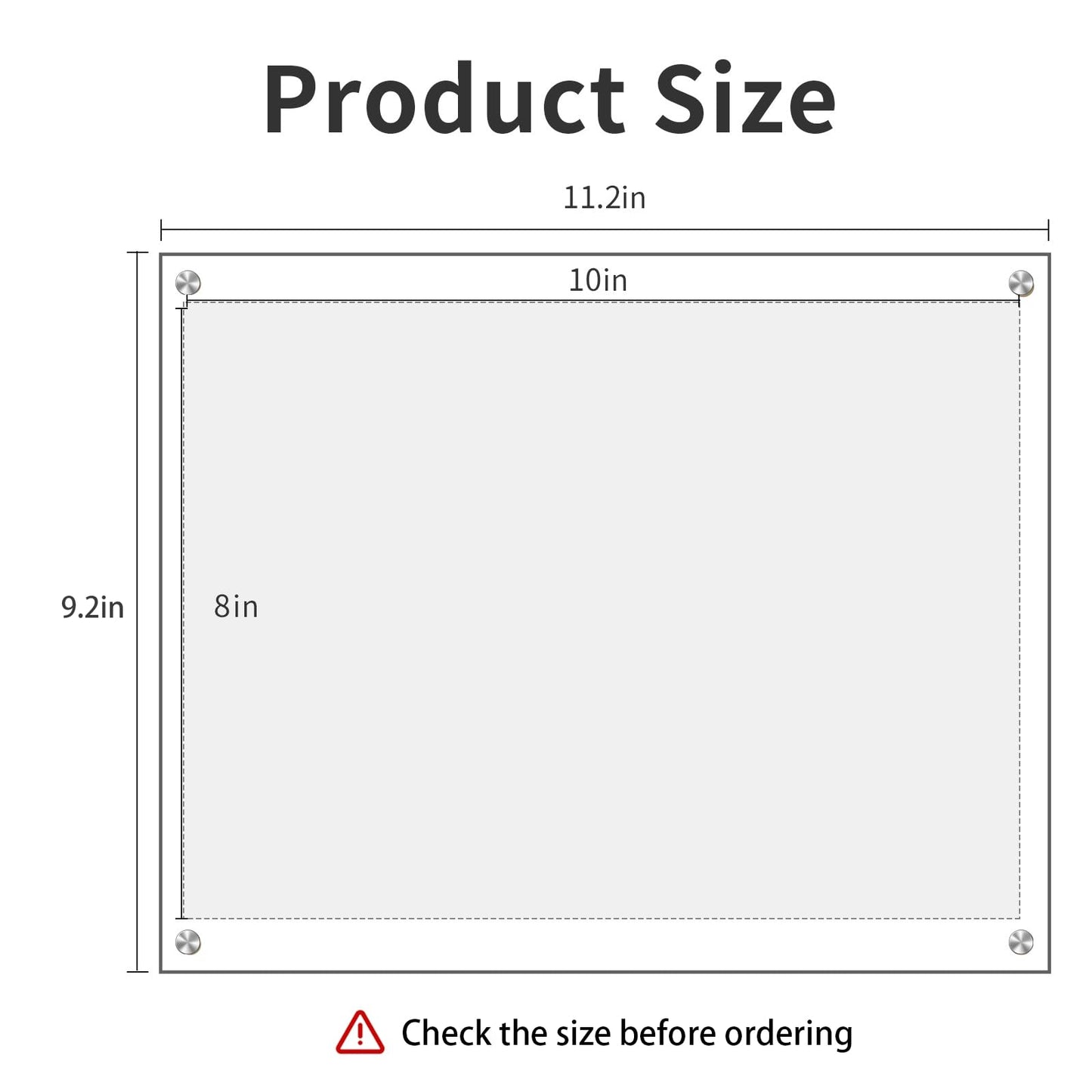 Kalami 8x10 Picture Frame Wall Mount Self Adhesive with Sliver Screws, Clear Acrylic No Drill Floating Frameless Poster Frame for Office Photo Canvas Document Gallery, Full Frame Size 10x11