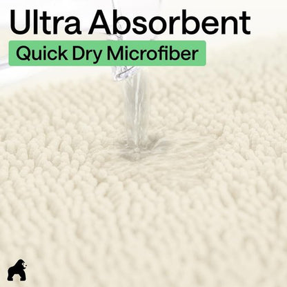 GORILLA GRIP Bath Rug Mat - Thick Soft Absorbent Chenille | Quick Dry Microfiber, 60x24, Ivory
