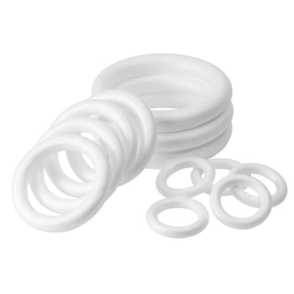 FFchuanhe 12pack Craft Foam Wreath, Foam Rings for Crafts, 3 Sizes(11in, 7.5in, 4.6in) for Flower Projects, Christmas, Wedding, Home Decoration and Various DIY Arts and Crafts.White