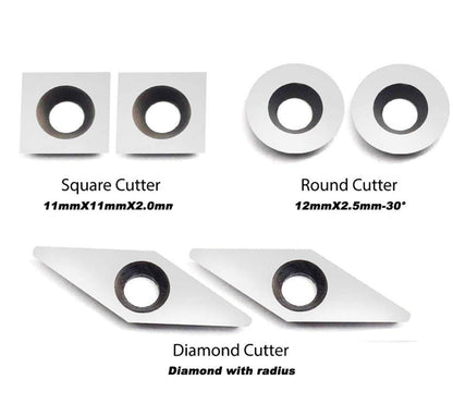 YUFUTOL Carbide Woodturning Tool Mini Size (3 Piece Set) Includes Diamond, Round and Square Turning Tools With Comfort Grip Handles Perfect For Small to Mid-Size Projects