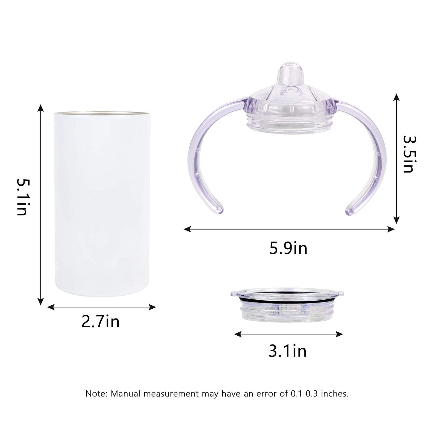 MAIKESUB 2 Pack Sublimation Blank Sippy Cup Tumblers with Handles Straight Stainless Steel Insulated Skinny Tumblers with Splash-proof Lid 12 oz Shatterproof Water Tumbler