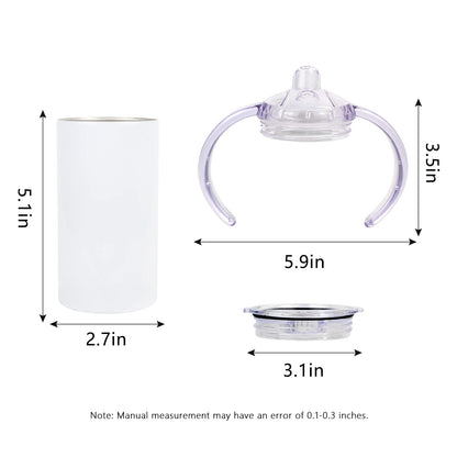 MAIKESUB 2 Pack Sublimation Blank Sippy Cup Tumblers with Handles Straight Stainless Steel Insulated Skinny Tumblers with Splash-proof Lid 12 oz Shatterproof Water Tumbler