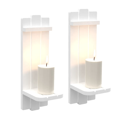 Yorkmills Sconces Wall Decor Set of 2, Candle Holder Rustic Home Farmhouse Art Floating Candle Sconces Shelf White Decorations for Living Room, Dining Room, Bedroom, Bathroom