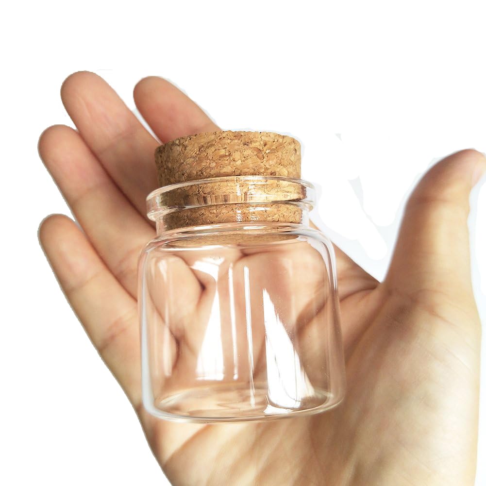 Luo House 3pcs 50ml Small Glass Bottles Vials Jars Glass with Cork Stopper Storage Bottle 50ml 47x50mm(1.85x1.96inch)
