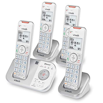 VTech VS112-4 Bluetooth 4 Handset Cordless Phone for Home with Answering Machine, Call Blocking, Caller ID, Intercom and Connect to Cell