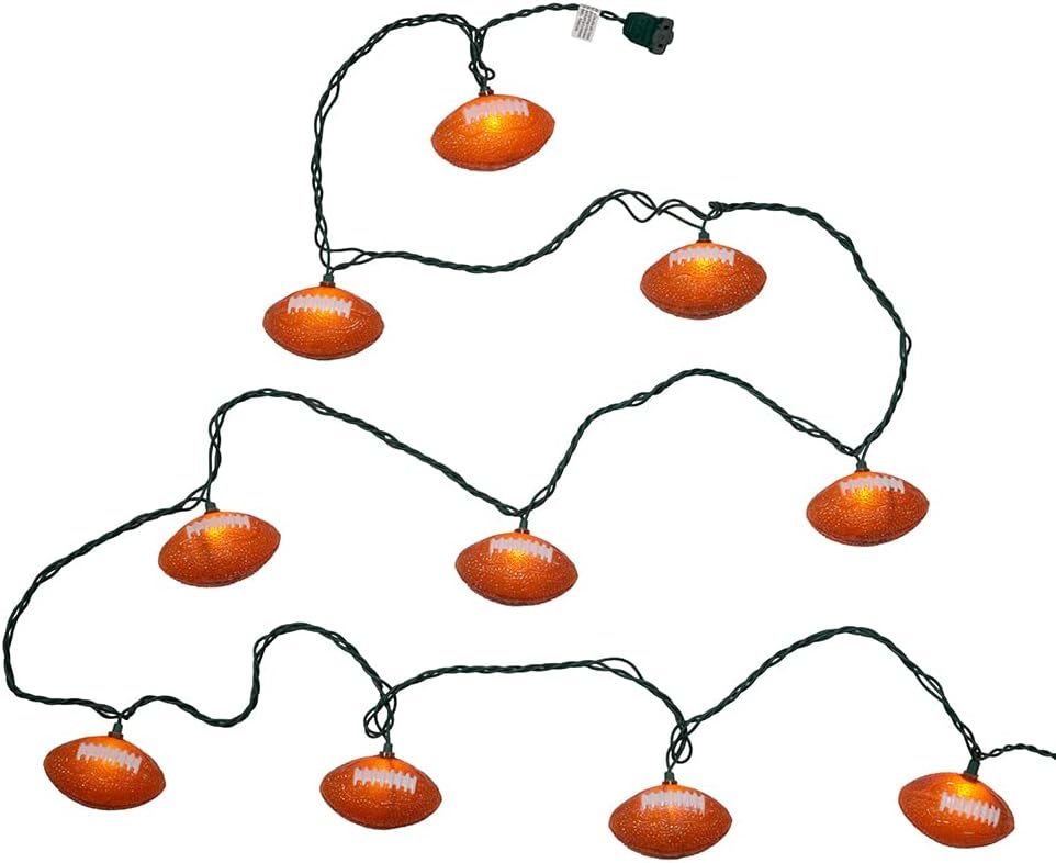 Kurt S. Adler UL1368 Football Set, 10 Lights, Brown