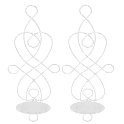 Wall Sconces Candle Holder Set of 2 – Foldable Iron Hanging Candle Sconce Holder for Bedroom & Dining Room, Rustic White Finish, Compatible with Standard Taper Candles