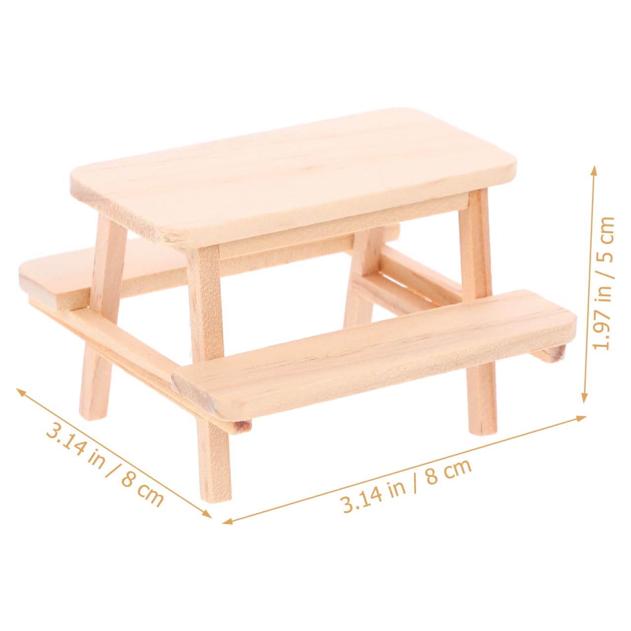 OATIPHO 1:12 Scale Mini Wooden Picnic Table, Unfinished Miniature Dollhouse Furniture Outdoor Accessories, Patio Desk Prop for Fairy Garden, DIY Crafts 3-4 Inch Figures