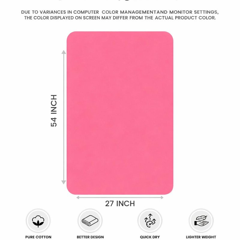 Bath Towels 27x54 – Pack of 4 | Soft & Quick-Dry | Highly Absorbent 100% Ring Spun Cotton Towels for Bathroom, Spa, Home & Hotel Use (Pink)