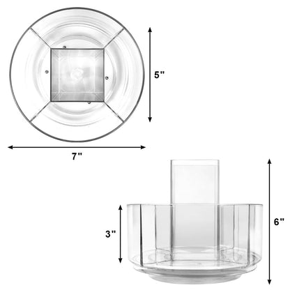 YOFANNER Rotating Acrylic Pen Holder, Clear Pencil Holder for Desk, 360 Degree Rotating Makeup Brush Holder and Storage Organizer, Modern Desk Organizer for School, Home and Office.