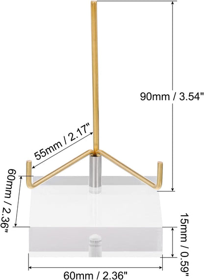 PATIKIL 2.4" x 2.4" x 1" Acrylic Display Stands, Brass Arm Crystal Display Stand for Mineral Gemstone