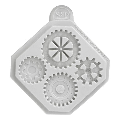 Cosmic Shimmer Mini Cogs & Gears Silicone Mold for Crafting. Use with Air Dry & Polymer Clay, Resin, Wax, Cold Porcelain & More. Cogs are 0.8 & 1.1 Inches. from Katy Sue Craft Molds
