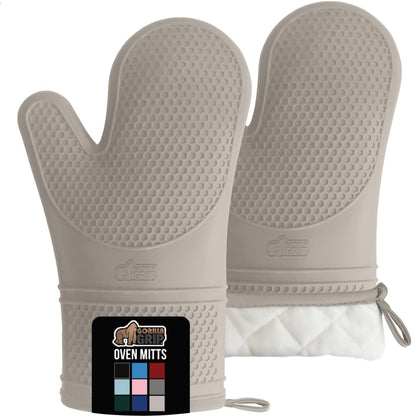 GORILLA GRIP BPA-Free Soft Silicone Oven Mitts and Pot Holders Sets, Heat Resistant Waterproof Cooking Gloves, Thick Cotton Lining, Flexible Gripping for Baking Grilling, Kitchen Trivets, Turquoise