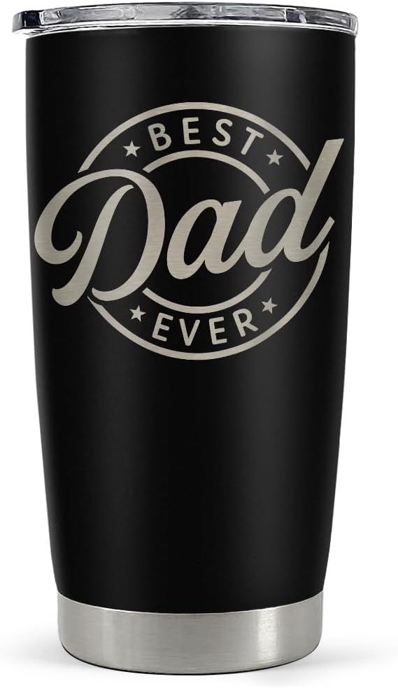 20oz SANDJEST Best Dad Ever Tumbler with Lid - Insulated Stainless Steel Cup- Coffee Mug for Sport Travel Office, Gift