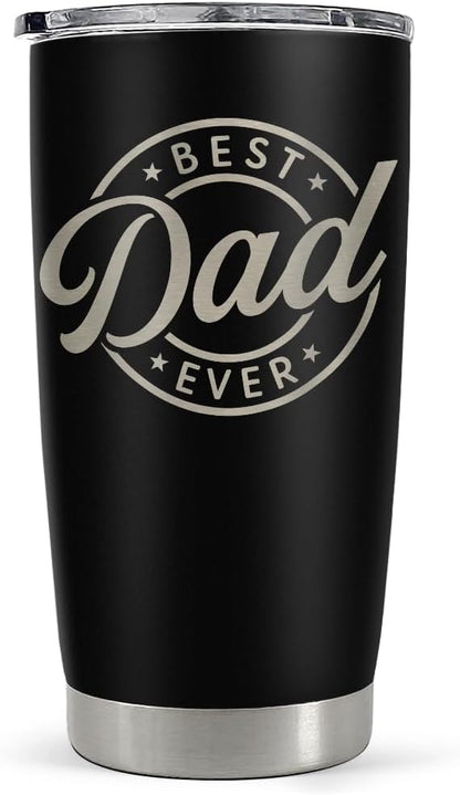 20oz SANDJEST Best Dad Ever Tumbler with Lid - Insulated Stainless Steel Cup- Coffee Mug for Sport Travel Office, Gift