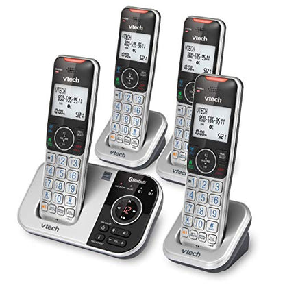 VTech VS112-4 Bluetooth 4 Handset Cordless Phone for Home with Answering Machine, Call Blocking, Caller ID, Intercom and Connect to Cell