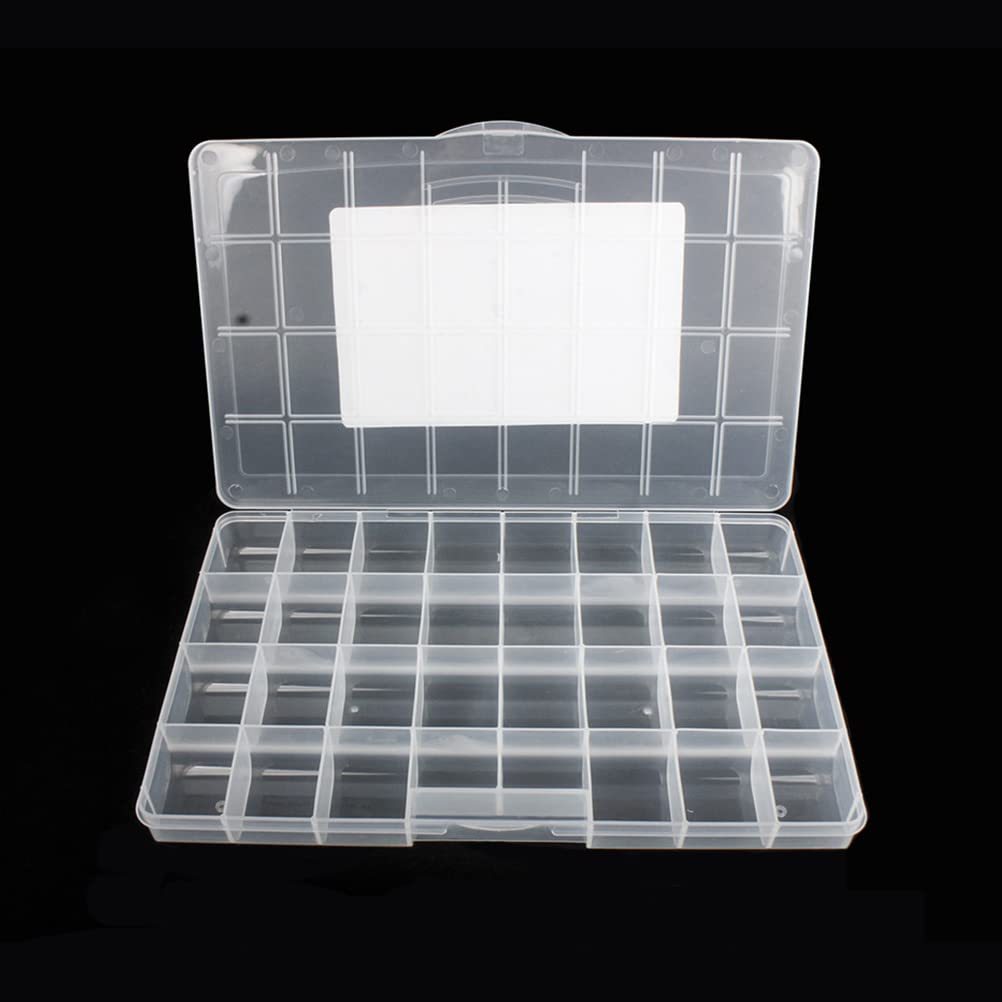 Chemlliy 32 Grids Clear Plastic Organizer Box, Craft Storage Container for Beads Organizer, Art DIY, Crafts Jewelry Storage, Fishing Tackles, Rock Collection, 1 Pack