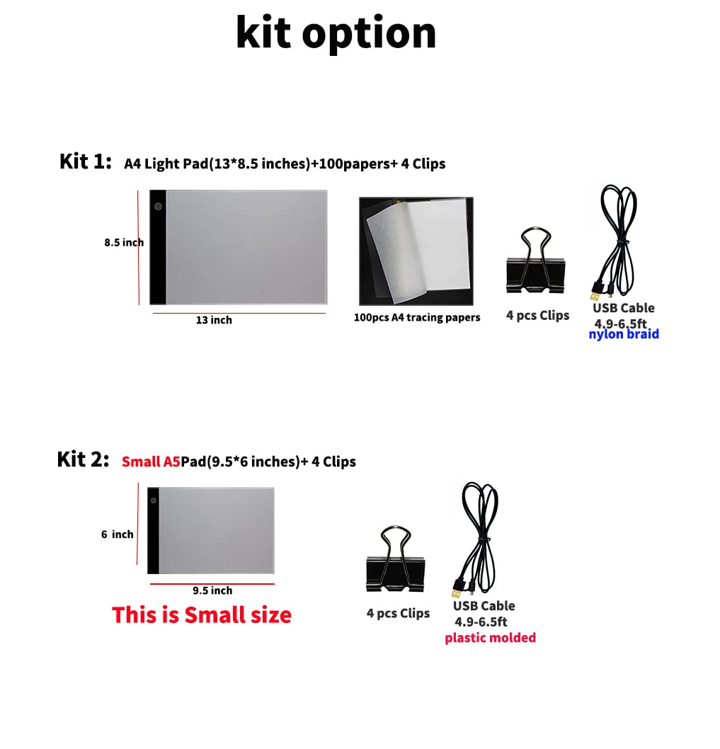 Small A5 Ultra-Thin Portable LED Tracing Light Box Dimmable Tracer Pad Board Universal USB Powered Adjustable Brightness for Artists Drawing Sketching Trace Animation Artcraft 5d Diamond Painting