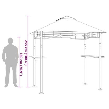 Anthracite Steel BBQ Gazebo, 94.5x59.1x100.4 inch Large Outdoor Canopy for Grilling, Flame-Retardant Polyester Fabric, Patio Tent Outdoor Structures