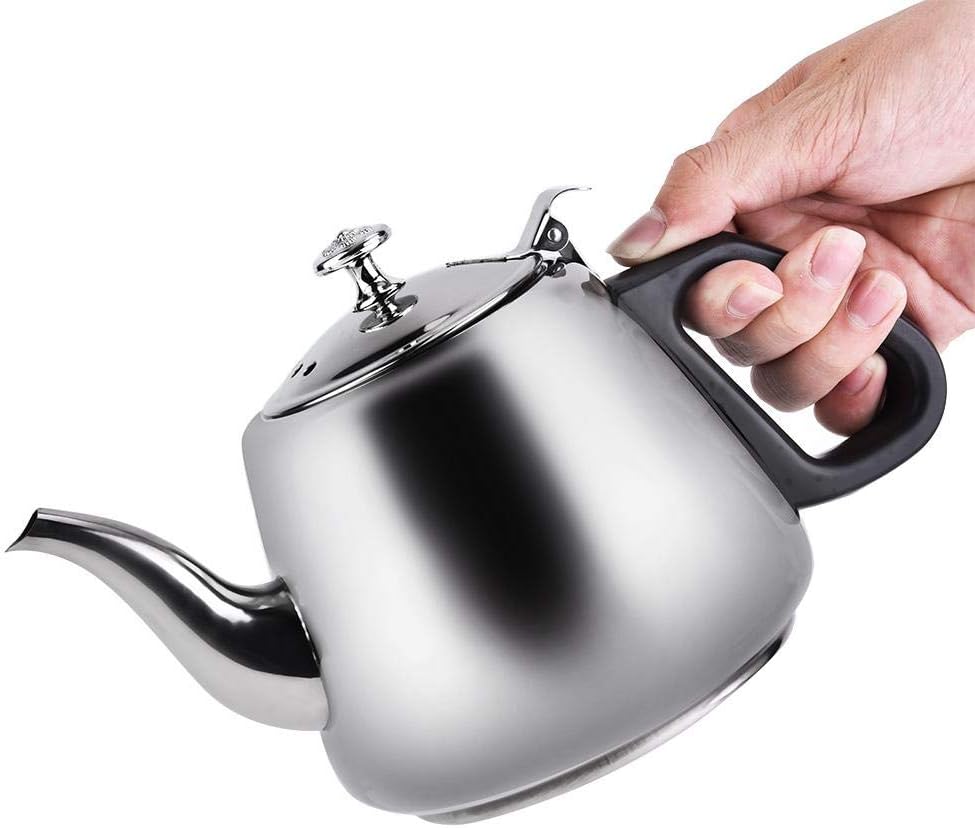 Teapot, 1.5L/2L Stainless Steel Stove-top Coffee Pot with Filter (2L)