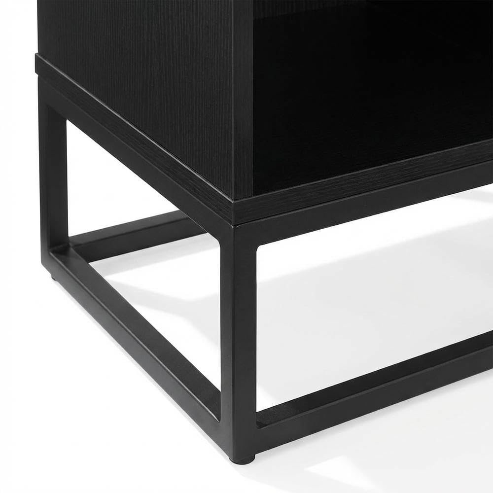 Furnifact Black 4 Cube Record Player Stand with Vinyl Storage, Compact Design, Durable Construction, Ideal for Living Room or Entertainment Area