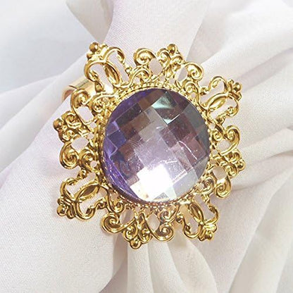 Tangpan 10pcs Gold-Light Rhinestones Napkin Rings for Weddings, Shiny Pearl Napkin Rings