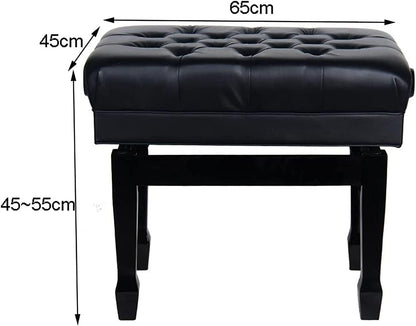 GAZOGJ Piano Stool Piano Bench Dressing Table Stool Luxury Leather Piano Stool Solid Wood Piano Bench with Large Storage Box, Adjustable Height, Comfortable and Ergono