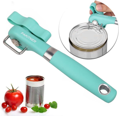 PAKITNER Manual Can Opener, Ergonomic Smooth Edge, Food Grade Stainless Steel, Handheld Side Cut, Green for Home &