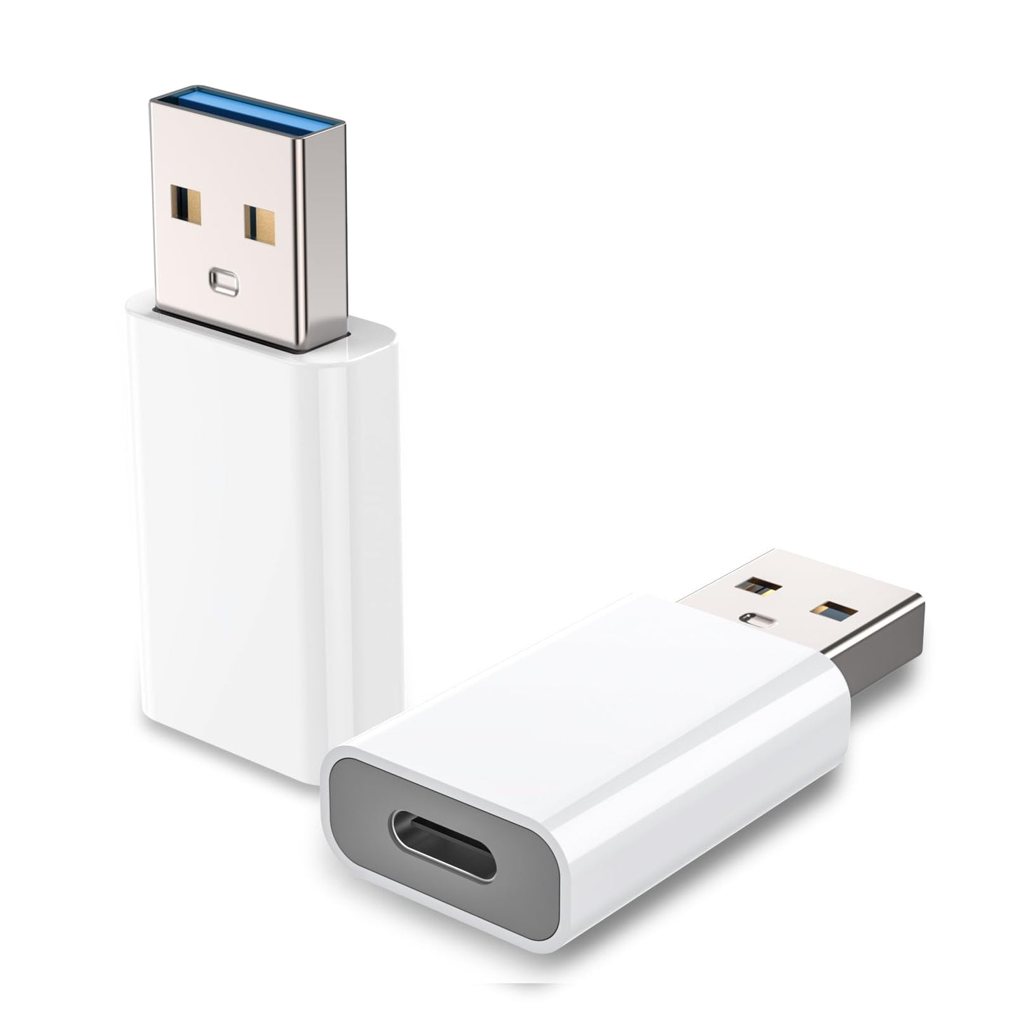 MOSWAG USB to USB C Adapter 2 Pack, USB C Female to A Male Car Charger for iPhone 16 15 14 Pro Max Plus,Apple Watch 10/9/8, iPad Air Mini 6 7,CarPlay