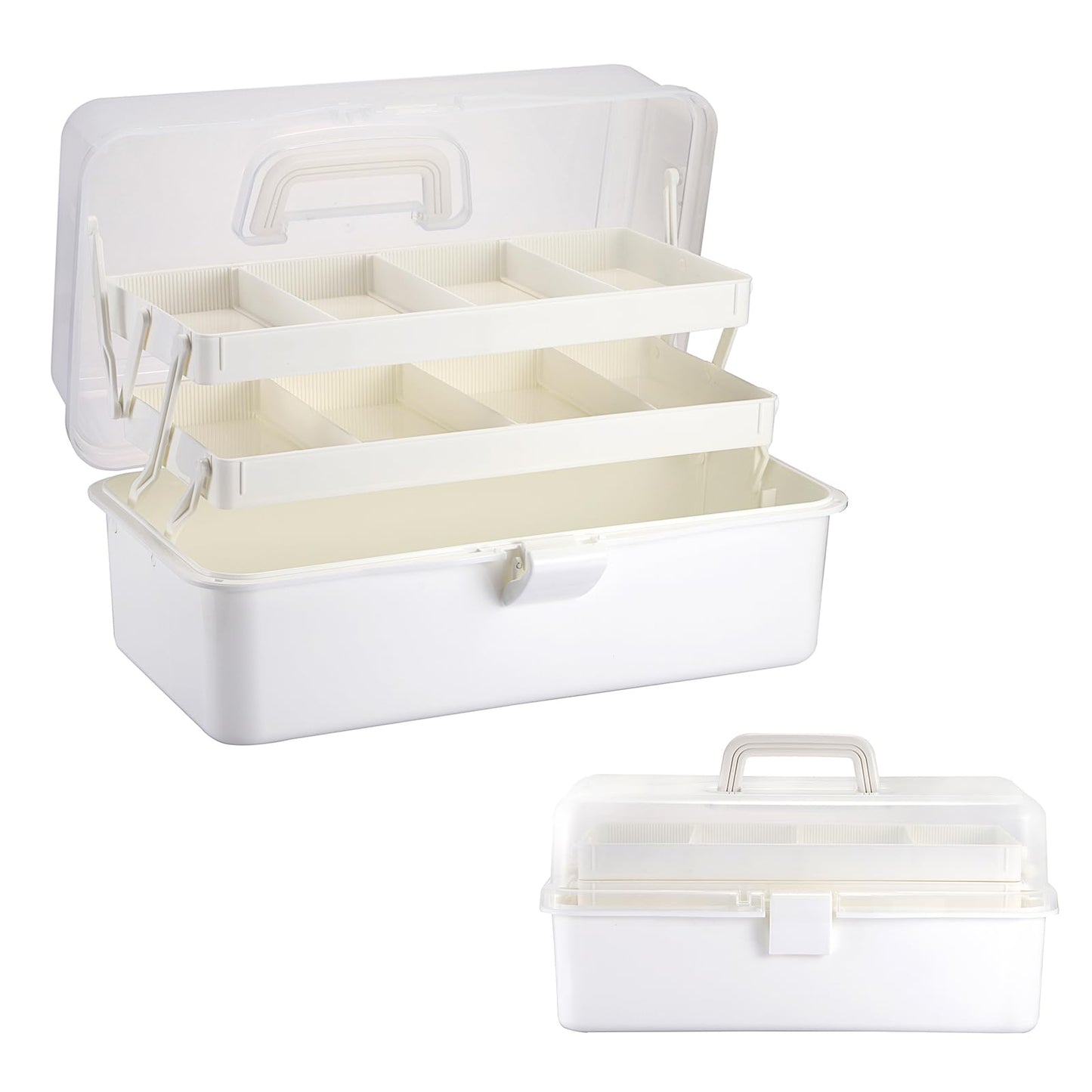 Tackle Box, 16-Inch Extra Large Art Storage Box with 3-Layer Folding Trays, Multipurpose Craft Organizers and Storage w/ Adjustable Dividers, Portable Tool Box for Sewing Supplies,Medicine &Cosmetics