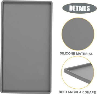 Non-Slip Silicone Vanity Tray, Rectangle Jewelry Tray, Mini Desk Organizer for Toilet, Sink, Soap Coaster