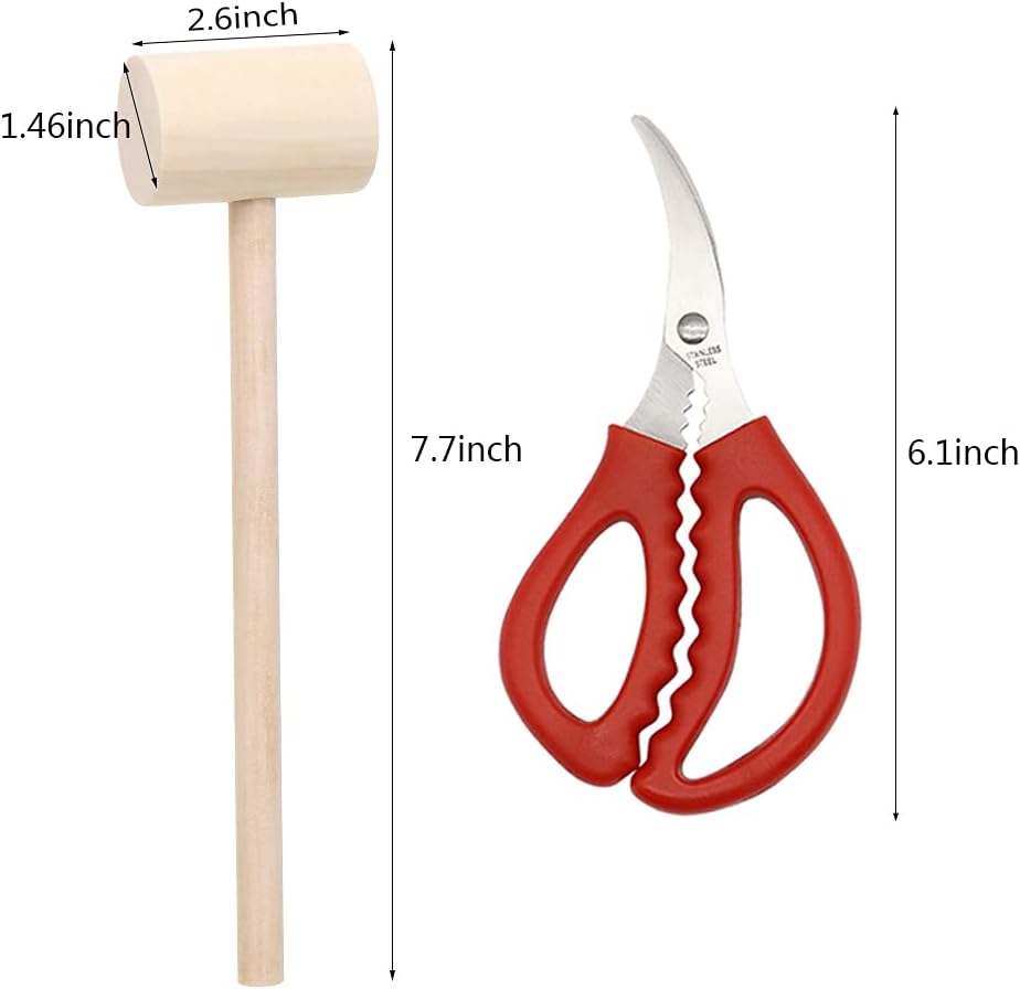 Ymkf Sqqr 26 Hammer,and Set PCS Seafood Tools Include Crab Crackers, Seafood Scissors, Lobster Sheller, Crab Shellfish