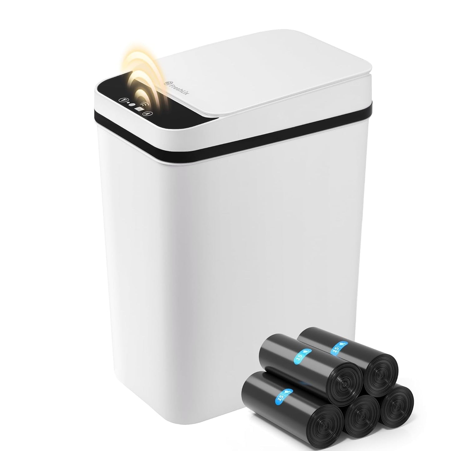 2.6 Commercial FRESHLIX Bathroom Garbage Can with Lid, Gallon Diaper Trash Can, Automatic Trash Cans Touchless, Slim