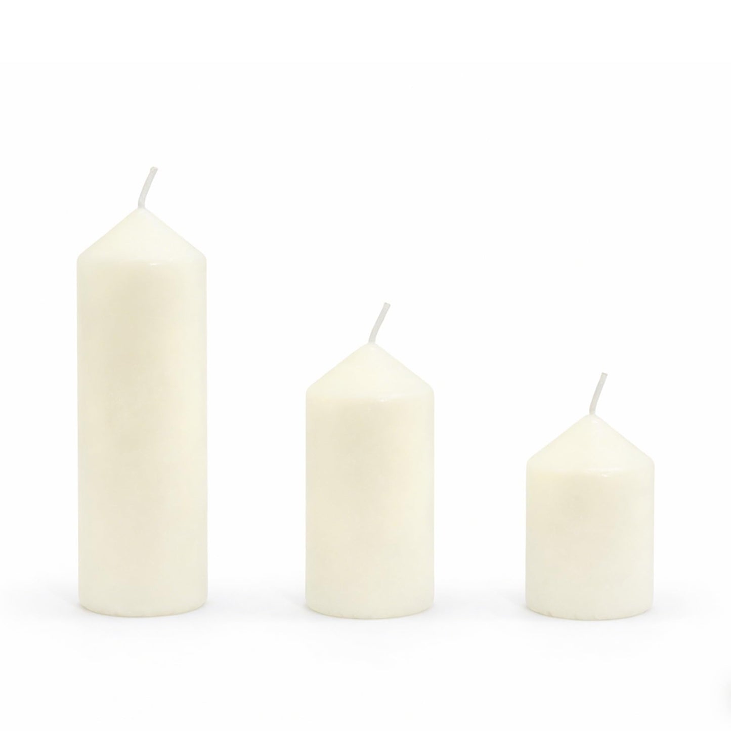 HTTBEIZI Pillar Candles Bulk Set - Unscented, Smokeless, Dripless | 3 Sizes (1 Each): 2x3, 2x4, 2x6 Inches | Ideal for Weddings, Christmas & Home Decor (3, Ivory White)
