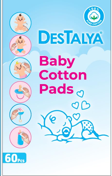 DESTALYA Baby Cotton Pads for Diaper Change | Large Cotton Squares for Sensitive Skin | Disposable Cleansing Wipes | Soft Washcloths for Personal Care, Makeup Removal (Maxi Pads 360)