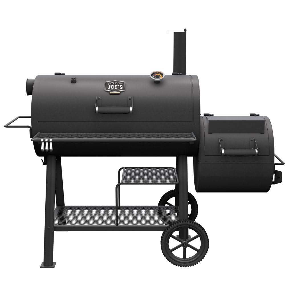 Oklahoma Joe's Highland Offset Reverse Flow Offset Charcoal Smoker and Grill With 1093 sq. in. Cooking Area in Black