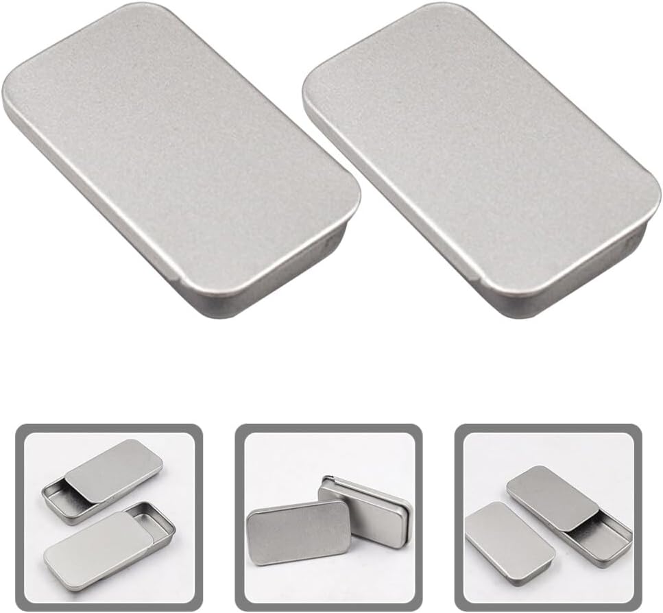 Hemoton 20pcs Rectangular Slide Top Tinplate Box, Sliding Cover Push-Pull Tin Box for Candies Jewelry Crafts Lip Balm