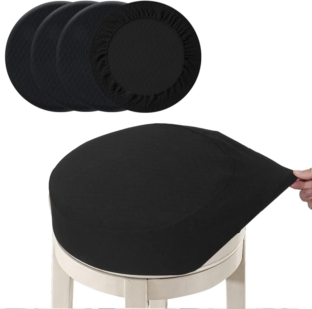 4 Dia.14-16, 4 Counts, BUYUE pcs Bar Stool Covers Luxury Crease-Resistant Jacquard Fabric Stretch Washable Vanity Stool