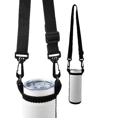 QOMOLANGMA 10pcs Sublimation Blanks Water Bottle Carrier Holder Tumbler Bag Carrier Neoprene Tumbler Sleeve Sublimation Tumbler Cup Carrier Pouch with Shoulder Strap for Heat Press Trasnfer Printing