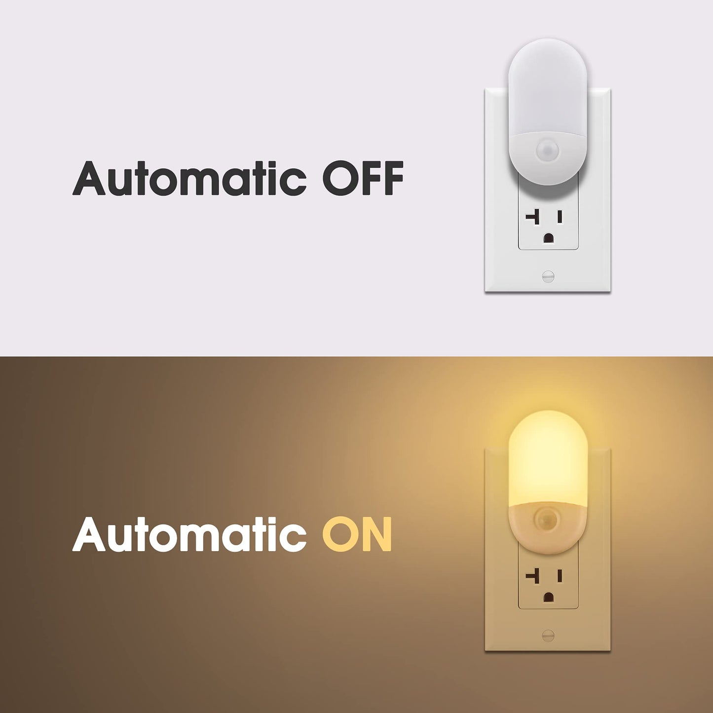 L LOHAS LED Night Lights Plug into Wall, [2 Pack] LED Dimmable Night Light with Light Sensors, 30/60LM Adjustable Brightness Nightlights, Soft White 3000K Automatic Night Light for Kid, Hallway
