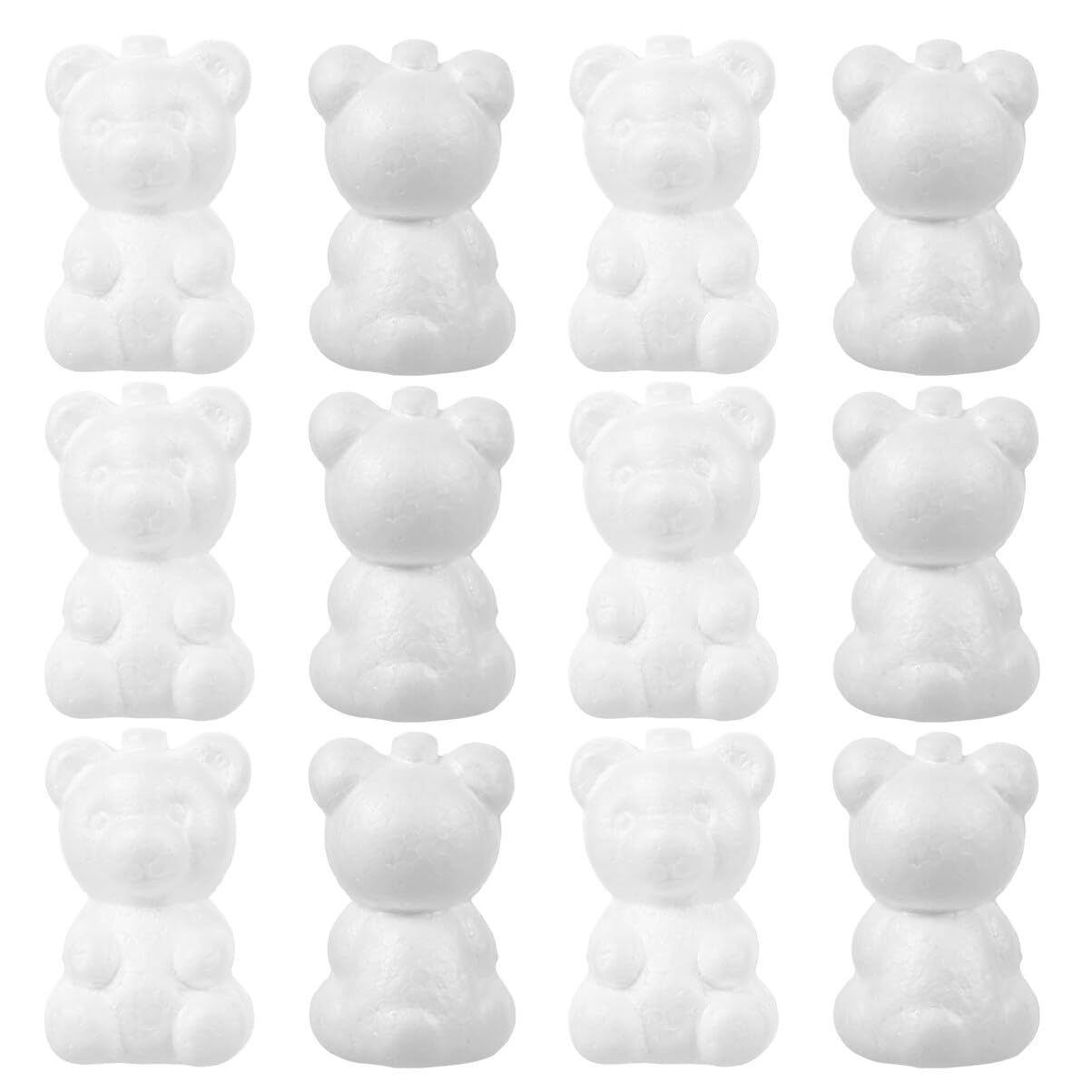 SEWACC 20pcs Foam Bear Blank White DIY Foam Bear Mould Scultpture Modelling Polystyrene Shape Mould Craft for Party Decorations Floral Arrangement 7.5cm