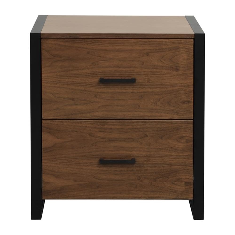 Lexicon Sedley Metal File Cabinet in Walnut and Black