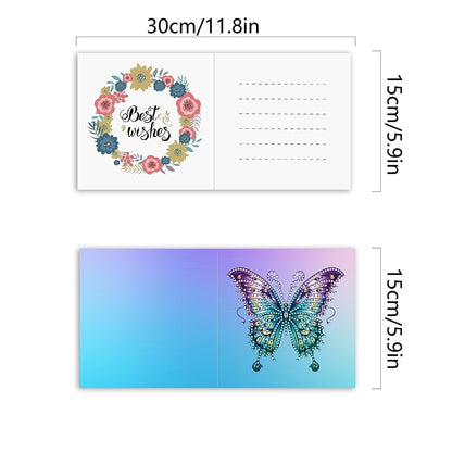Sulunmo DIY Diamond Art Cards Kits for Adults, 5D Diamond Greeting Cards Kits Art Birthday Cards Birthday Gifts for Families, Friends, Partners with Special Shaped Drills(6Pcs Butterflies-55)