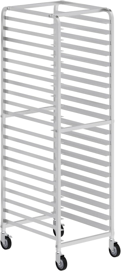 Express KitchQuip Commercial 20-Tier Bun Pan Baking Rack – NSF Certified Sheet Pan Rack with 2 Brake Wheels | Heavy Duty Aluminum Bakery Tray for Kitchen & Restaurant