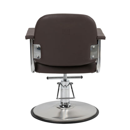 Minerva Beauty Zaria Wide Salon Styling Chair, Round Chrome 360° Swivel Hydraulic (Espresso)