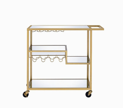 GOWE Adamsen Mirrored & Champagne Finish Serving Cart