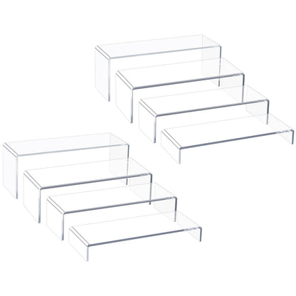 Acrylic Display Riser Stand of 8pcs, 5mm Thickness, 12'' Length Tierd Display Stands, Acrylic Shelf Risers for Perfume Display,Risers for Buffet Table,Cupcake Stand,Pop Figurines,Tumbler,Food