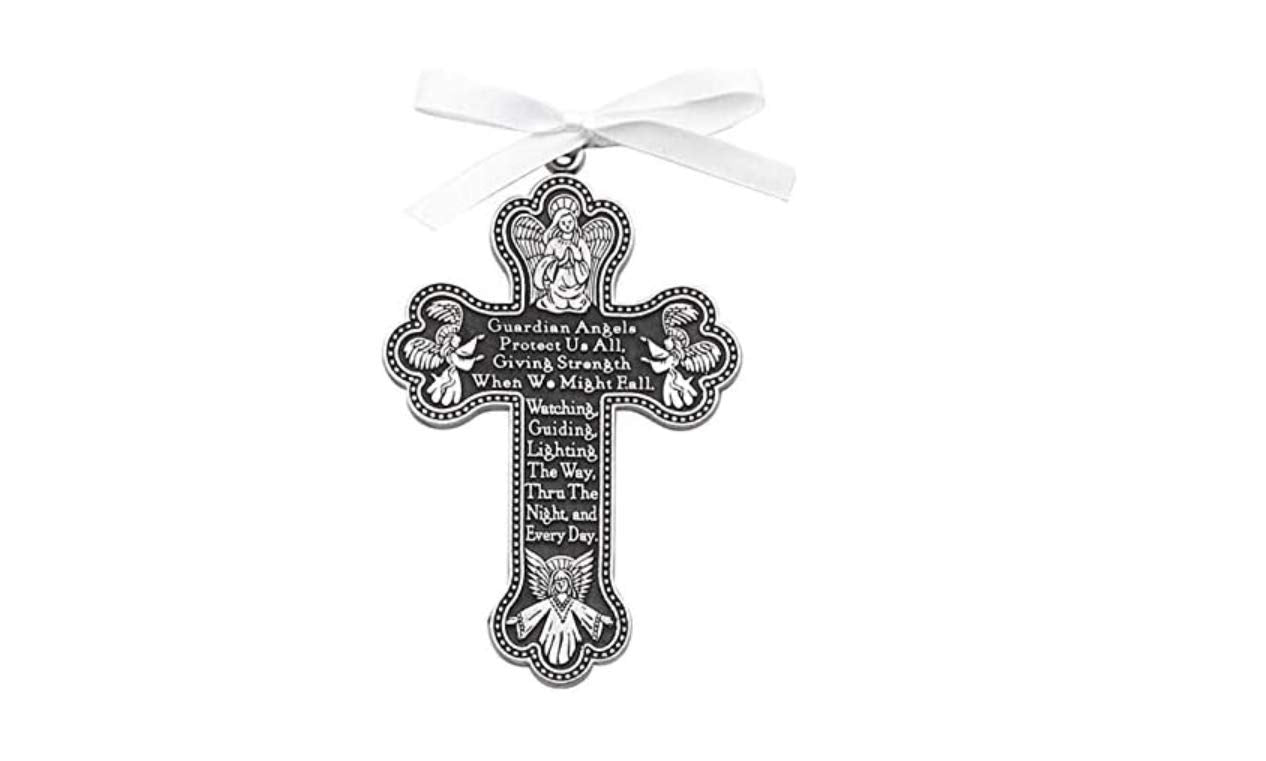 Cathedral Art Guardian Angel (Abbey & CA Gift) Cross Crib Medal for Jewelry Making (CM8)