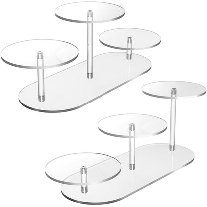 NiHome Display Stand for LEGO Botanical Collection Sets, Clear Acrylic 3-Tier Stepped Riser for Collectibles Figures Tabletop Plants Perfume Cupcakes, Room Decor, Tool-Free Quick Assembly, 2 Pack